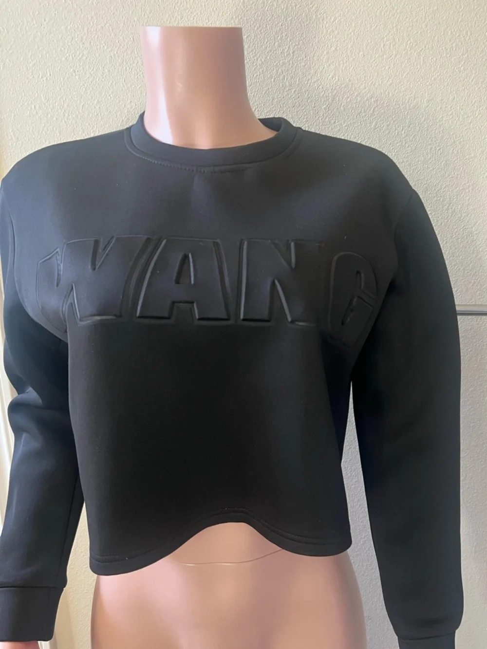 A. WANG Black Embossed Logo Cropped Sweatshirt. Size M. - Picture 3 of 7